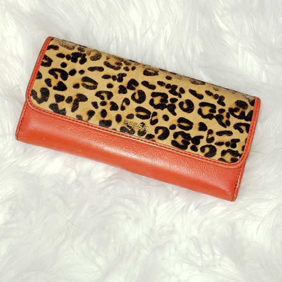 Fossil Handbags - { Fossil } Leopard print calfskin leather wallet